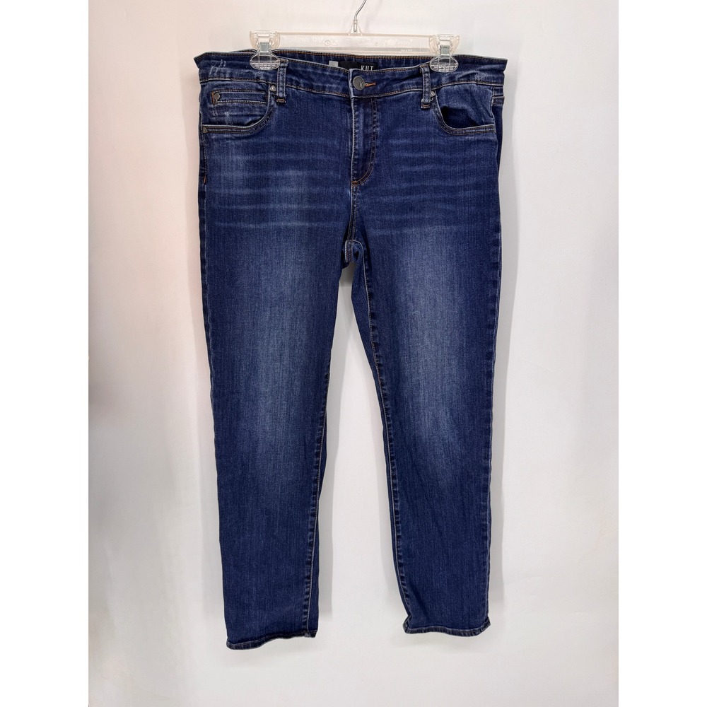 KUT from the Kloth Jeans Womens 14 Blue EUC Slim Straight Leg Dark Wash Stretch